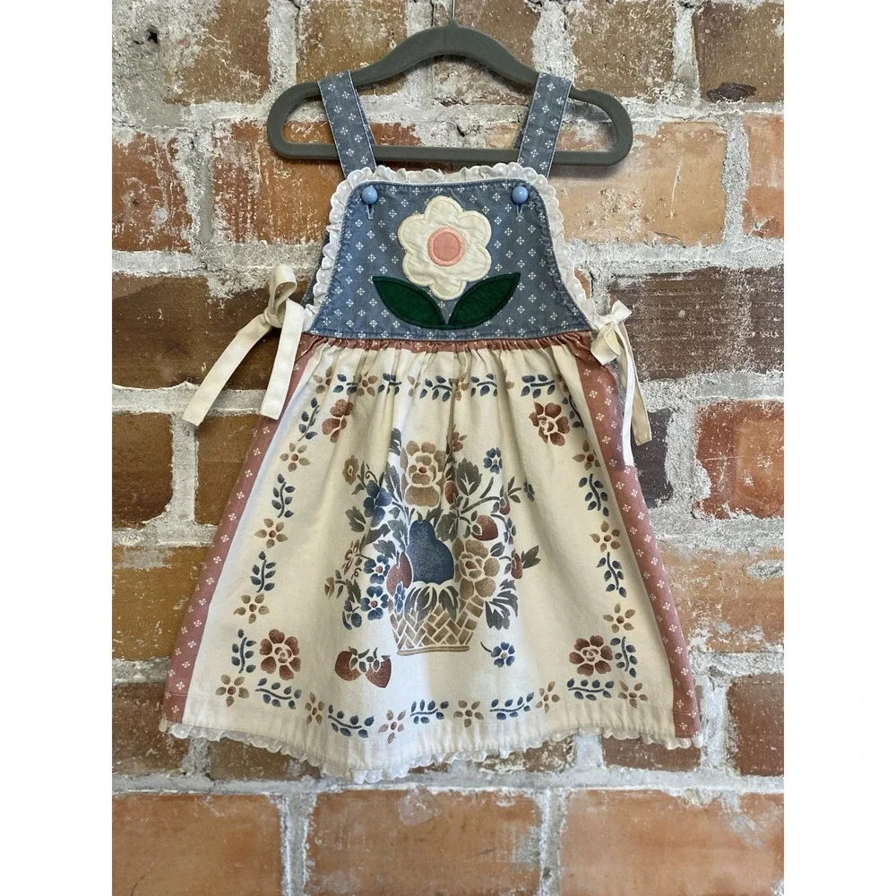 Ellen Miklas Sundress Girl's Dress Vintage Boho Heart Prairie Cottage-core Sz 4